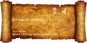 Krnács Anett névjegykártya