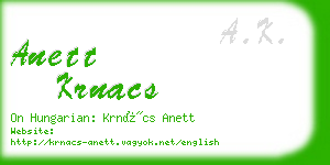 anett krnacs business card